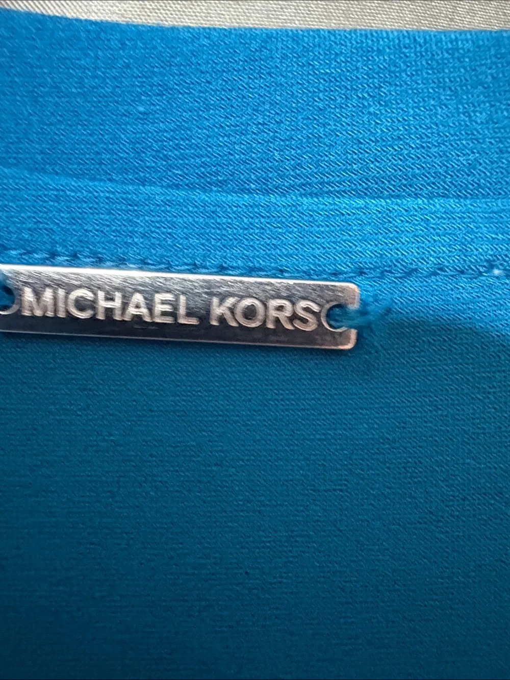 Michael Kors Teal Blue Ladder-Sleeve Midi Dress